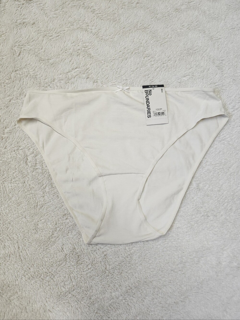 • NWT No Boundaries Cotton Bikini Panty Size XL Light Birch With Bow